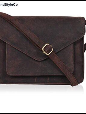 Genuine Leather Crossbody Purse Medium Over-Flap Satchel Handbag for Women